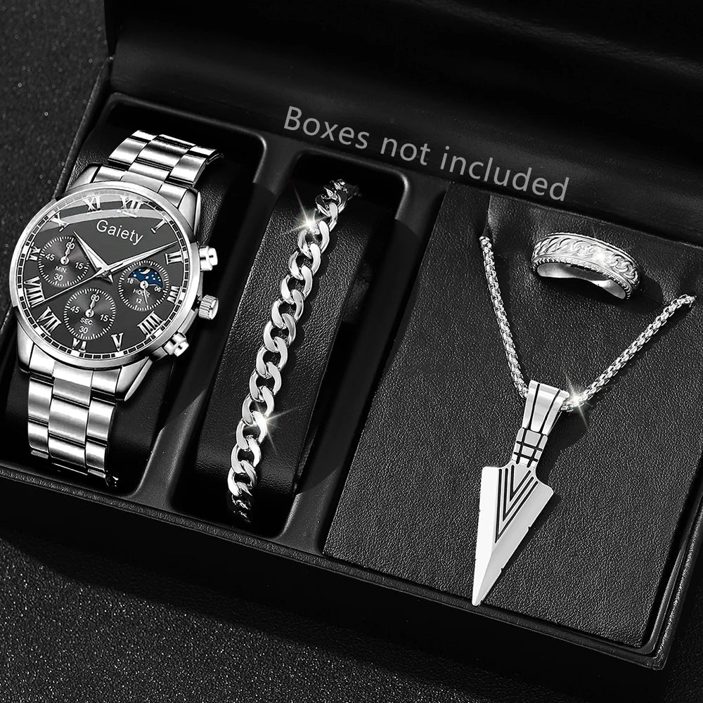 Men's Stainless Steel Quartz Calendar Watch