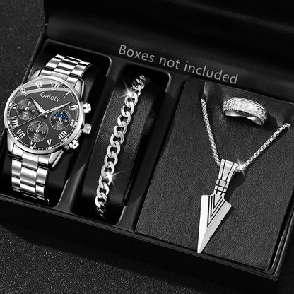 Men's Stainless Steel Quartz Calendar Watch