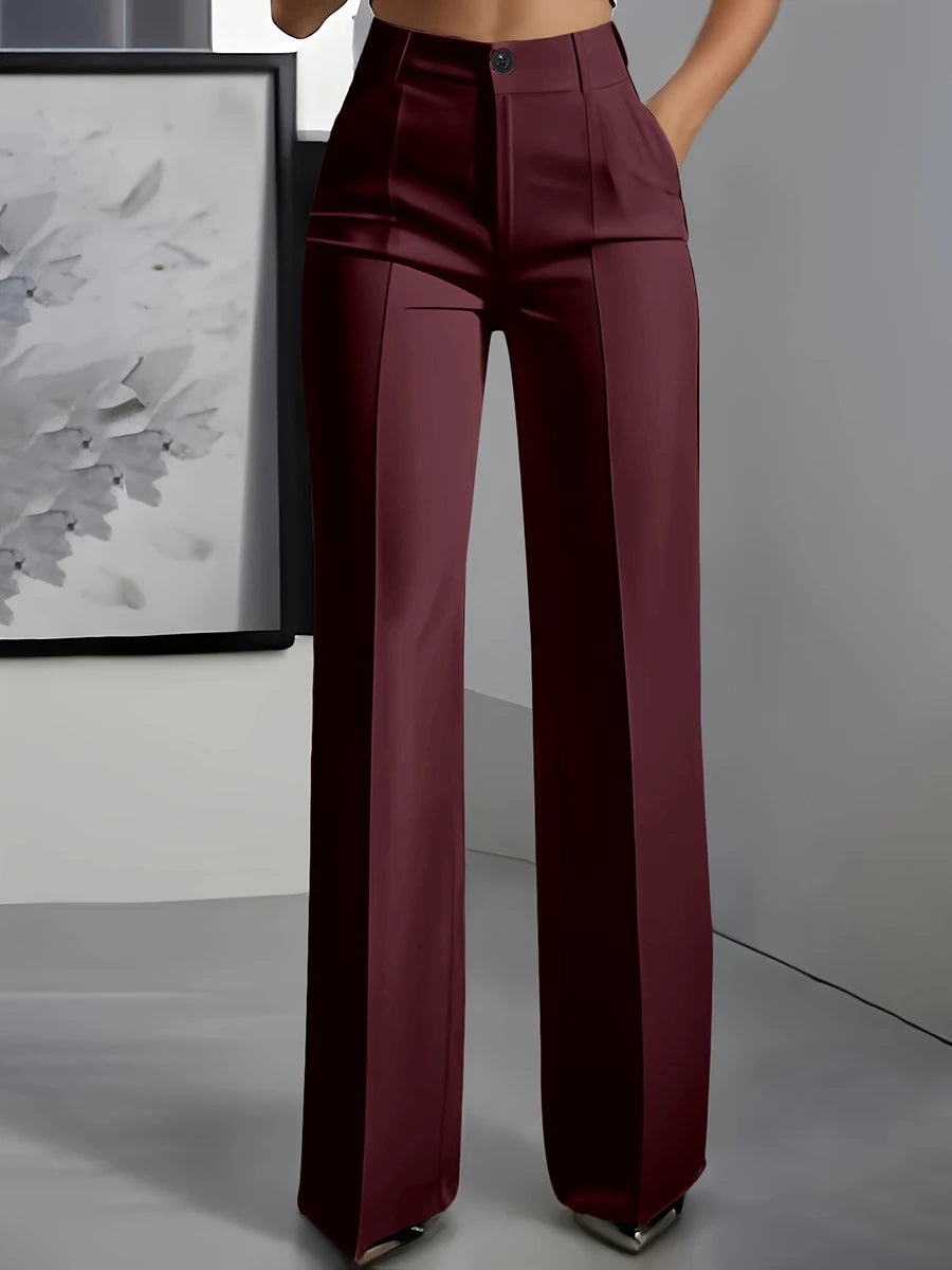 Women High Waisted Wide Leg Black Trousers