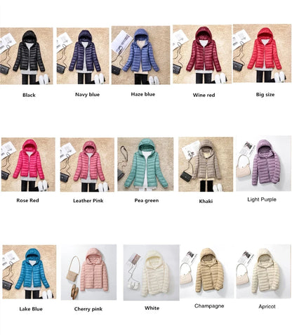 Women Hooded Puffer Jacket Plus Size Lightweight