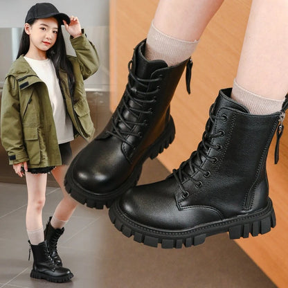 Comfortable Round Toe Thick Soled Riding Boots for Girls