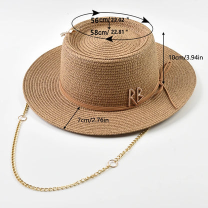 Elegant Straw Sun Hat for Women with Ribbon Decoration