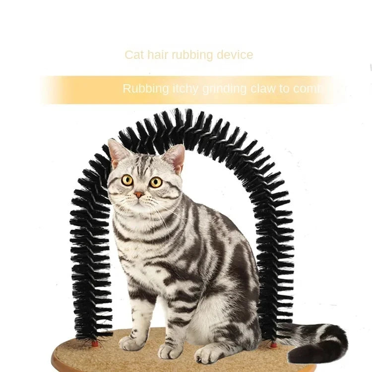Cat Toy Arch with Massage Brush and Scratching Pad