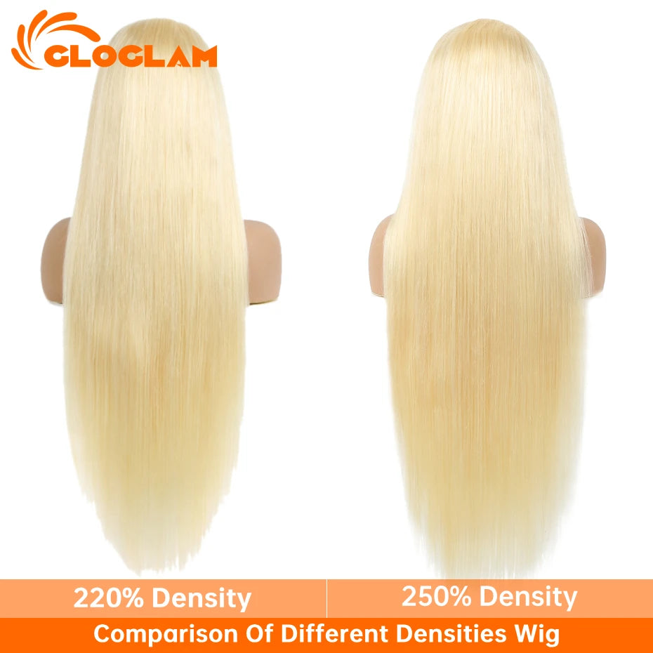 Straight 360 Lace Front Wig Human Hair Blonde 613