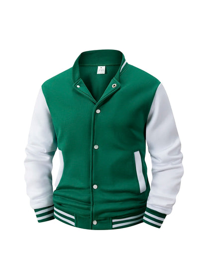 Men's Color Block Fleece-Lined Varsity Jacket