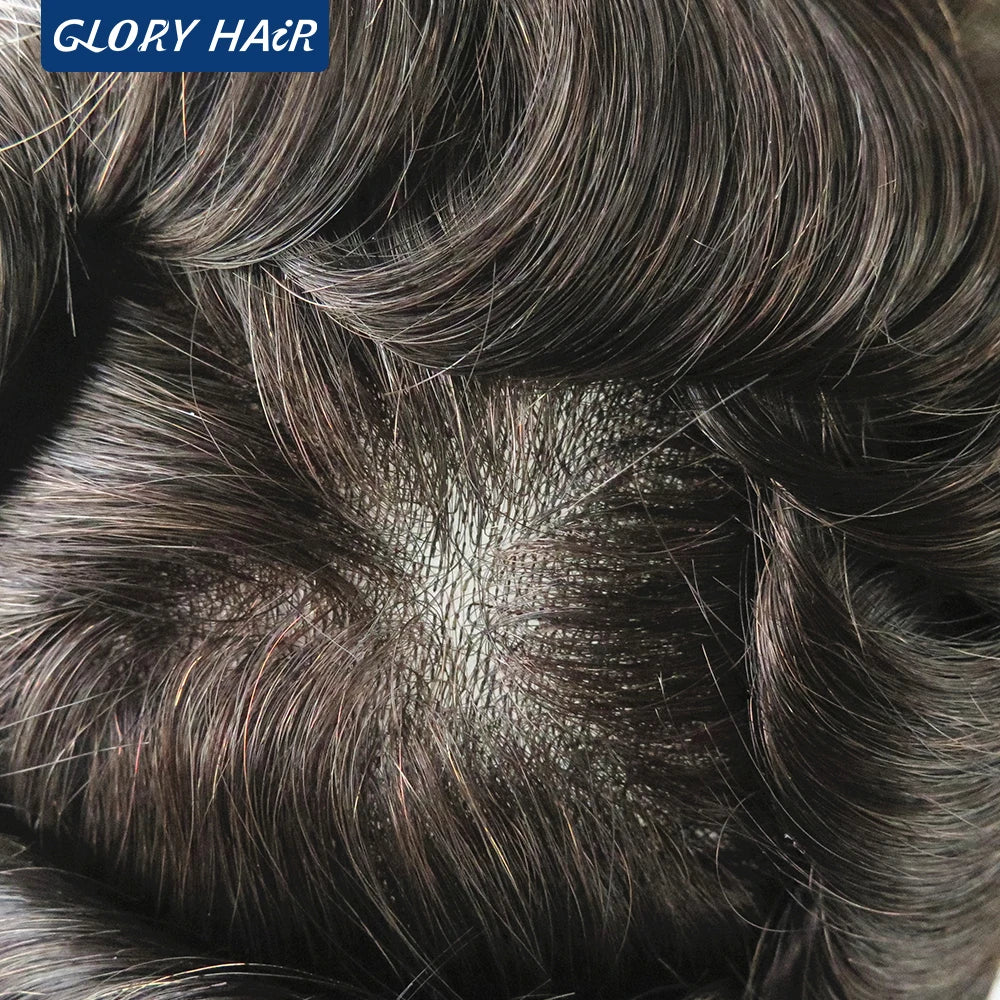 Double Knotted Toupee 130% Density Indian Hair 5 Inch