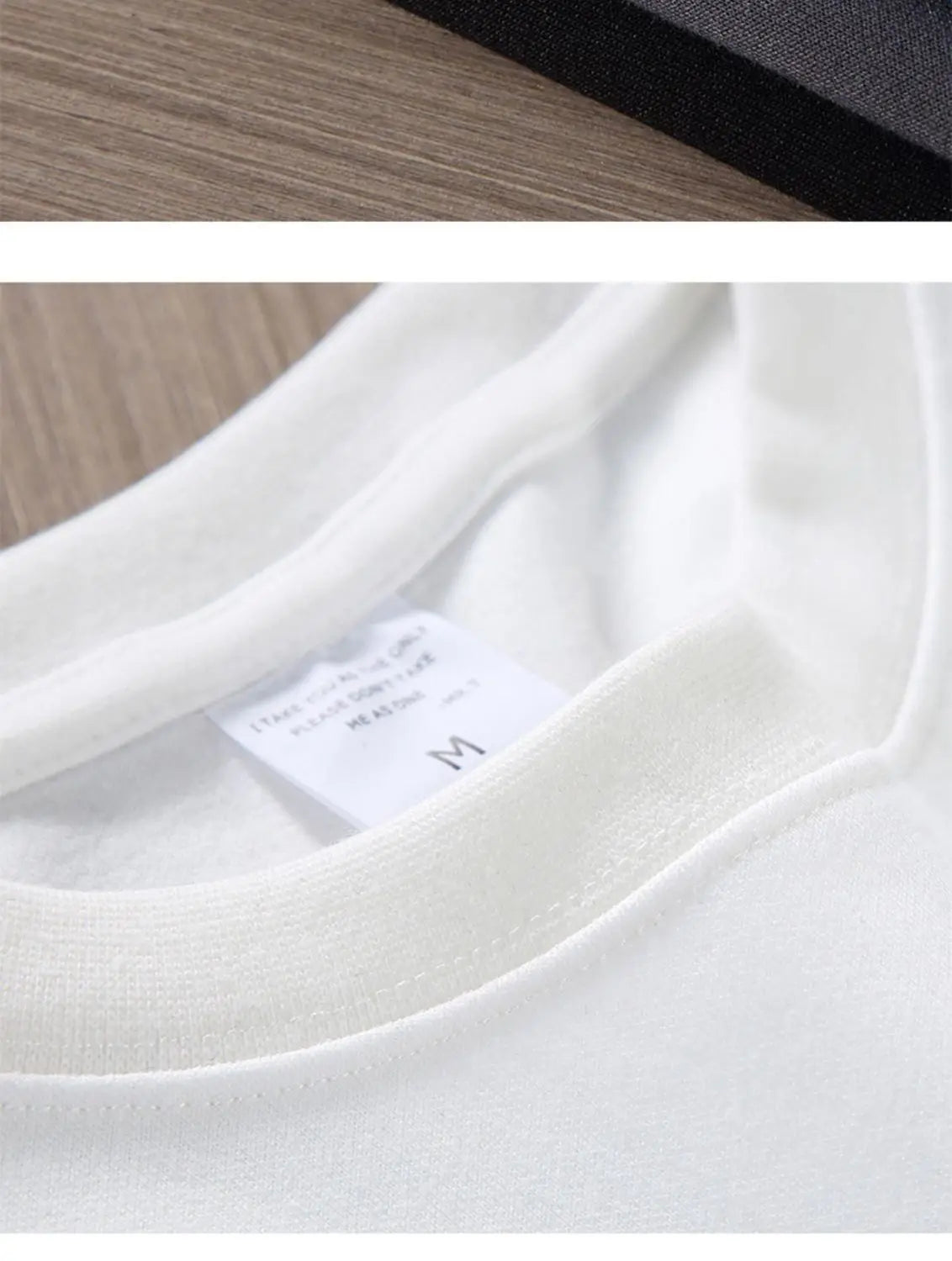 Black White Cotton T-Shirt Heavy-Duty Short Sleeves