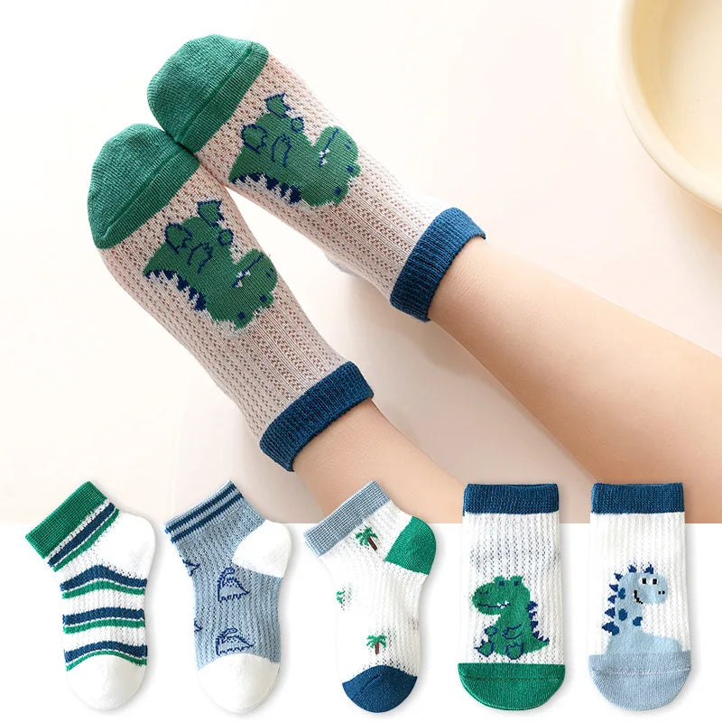 Children's Summer Fishnet Cotton Socks Set