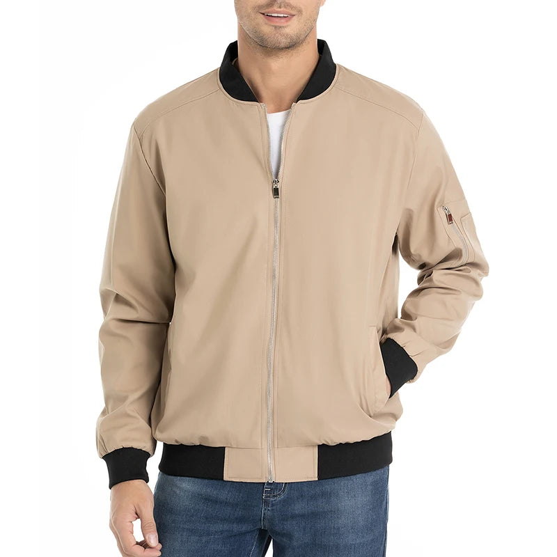 Men's Lightweight Casual Bomber Jacket Polyester