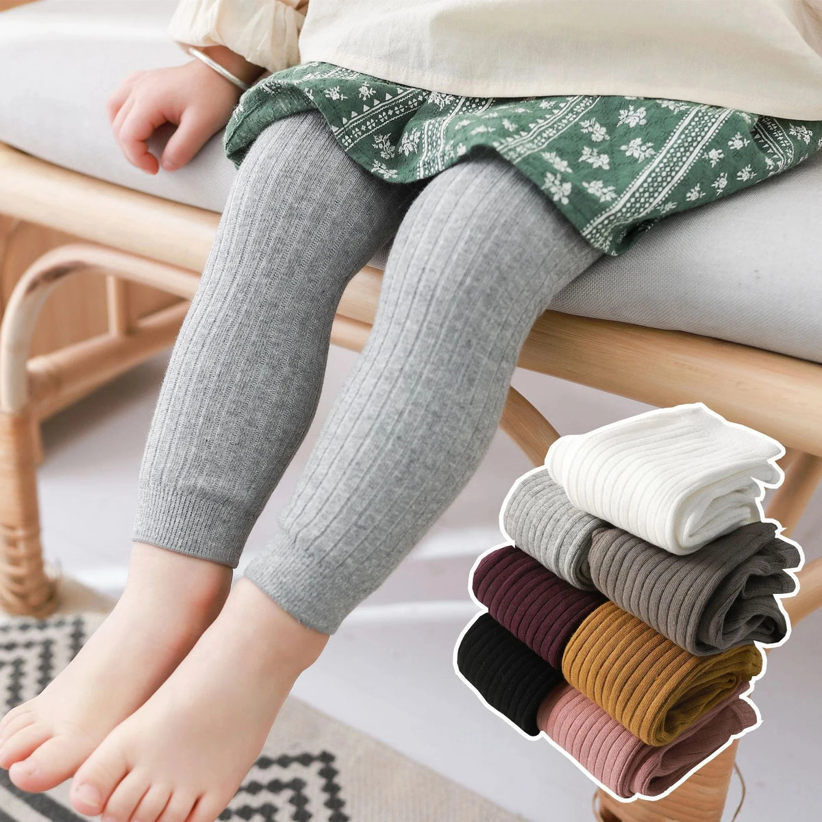 Cotton Stretch Baby Leggings with Side Stripe