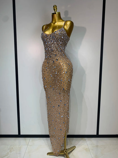Luxury Rhinestone Mesh Bodycon Dress for Women