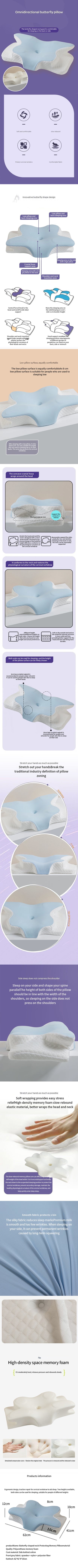 Memory Foam Butterfly Neck Pillow for Bedding