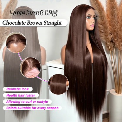 Chocolate Brown 13x4 Straight Lace Front Wig Remy Hair
