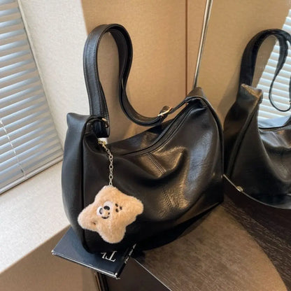 Trendy PU Leather Slouchy Shoulder Bag for Women