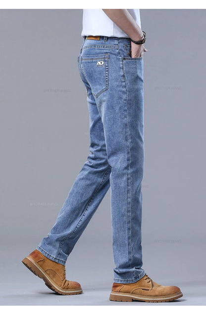 Light Blue Slim Jeans for Men in Stretch Denim
