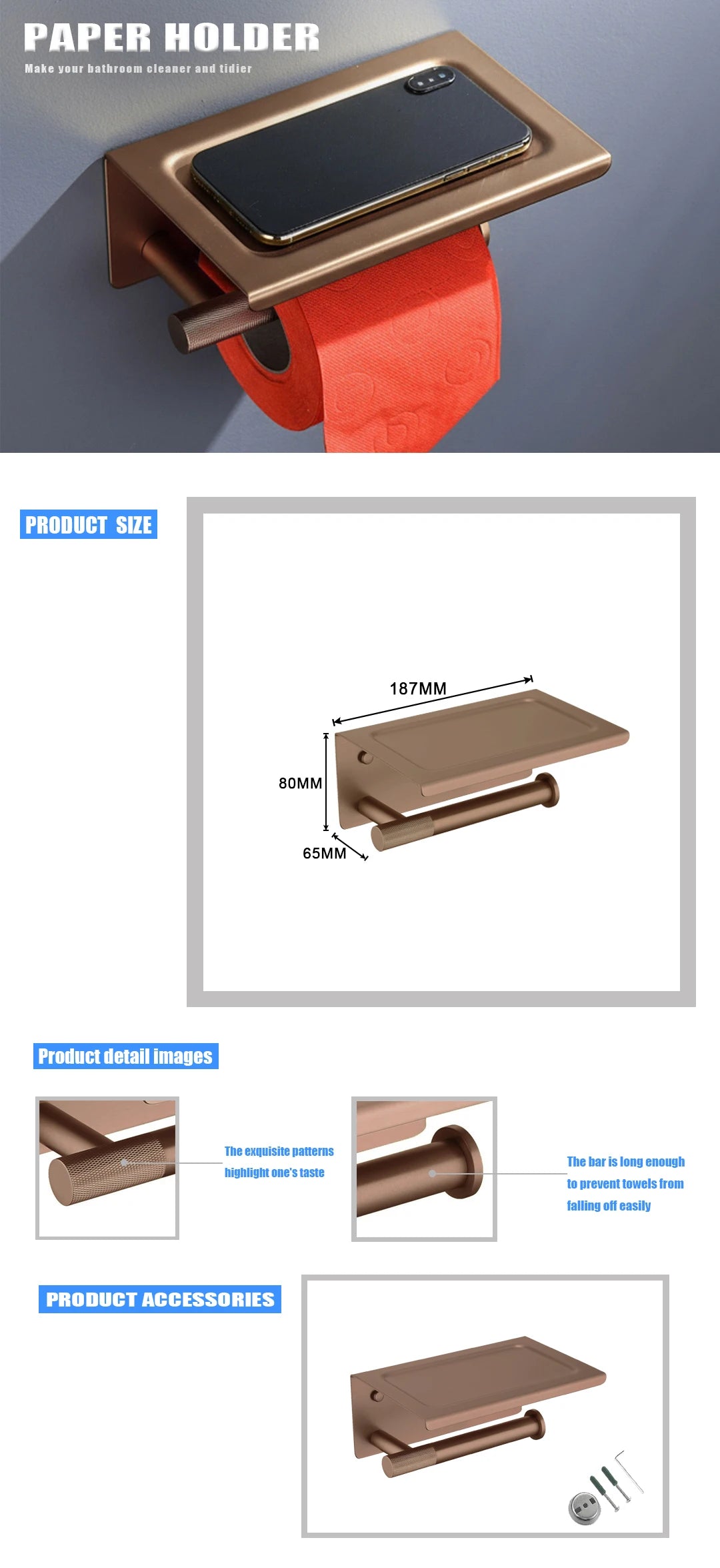 Brushed Rose Gold Metal Bath Hardware Set