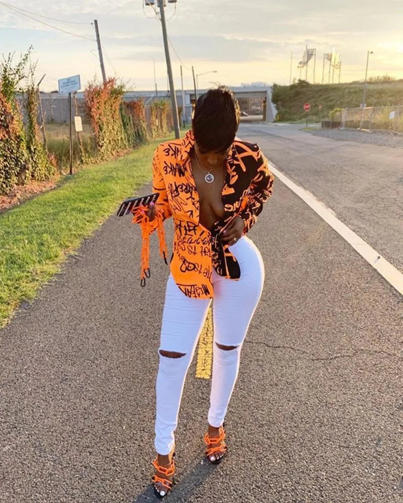 White High Waist Ripped Jeans Slim Stretch Denim Pants