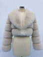 Cropped Faux Fur Coat for Women in Black