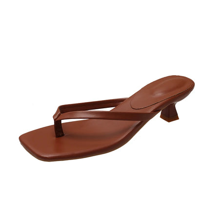 Women’s Low Heel Clip Toe Slippers for Summer Casual Wear