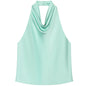 Halter Satin Backless Corset Top for Women in Yellow Pink Black