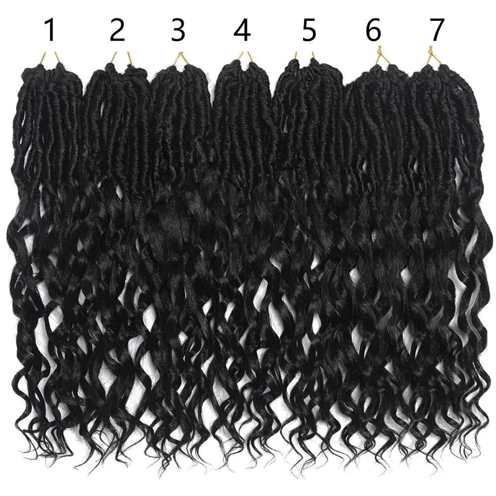 Deep Faux Locs Crochet Hair Curly Ends Synthetic