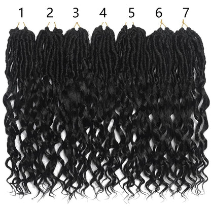 Deep Faux Locs Crochet Hair Curly Ends Synthetic