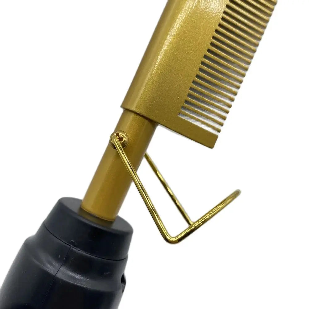 Hot Comb Hair Straightener Brush Copper Black 30cm