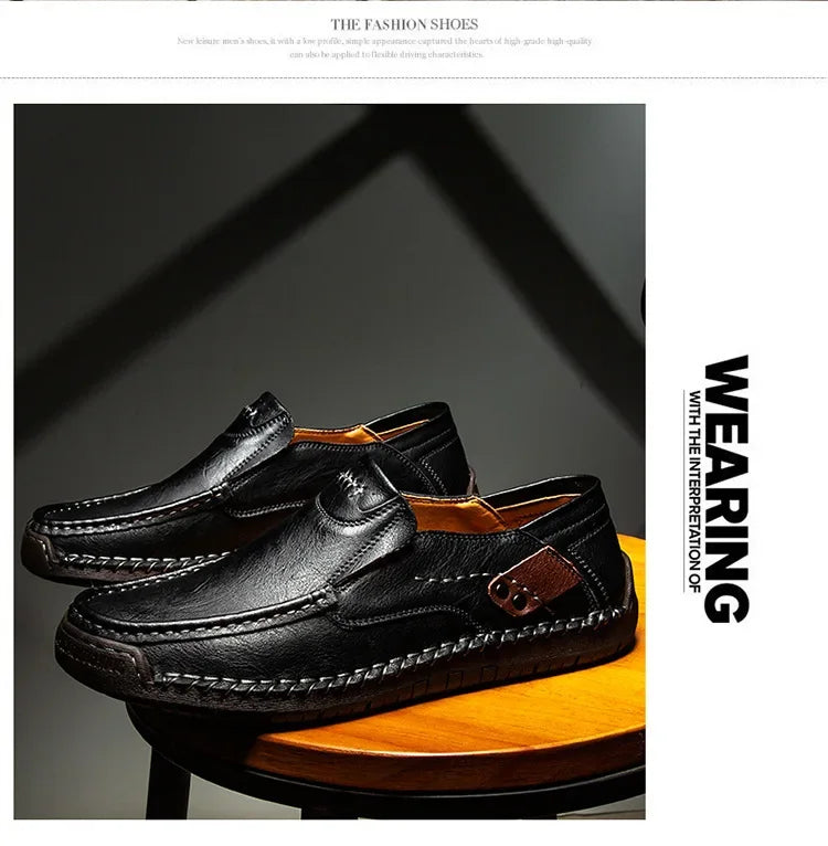 Men's Genuine Leather Slip-On Loafers Casual Shoes