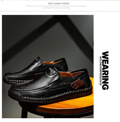 Men's Genuine Leather Slip-On Loafers Casual Shoes