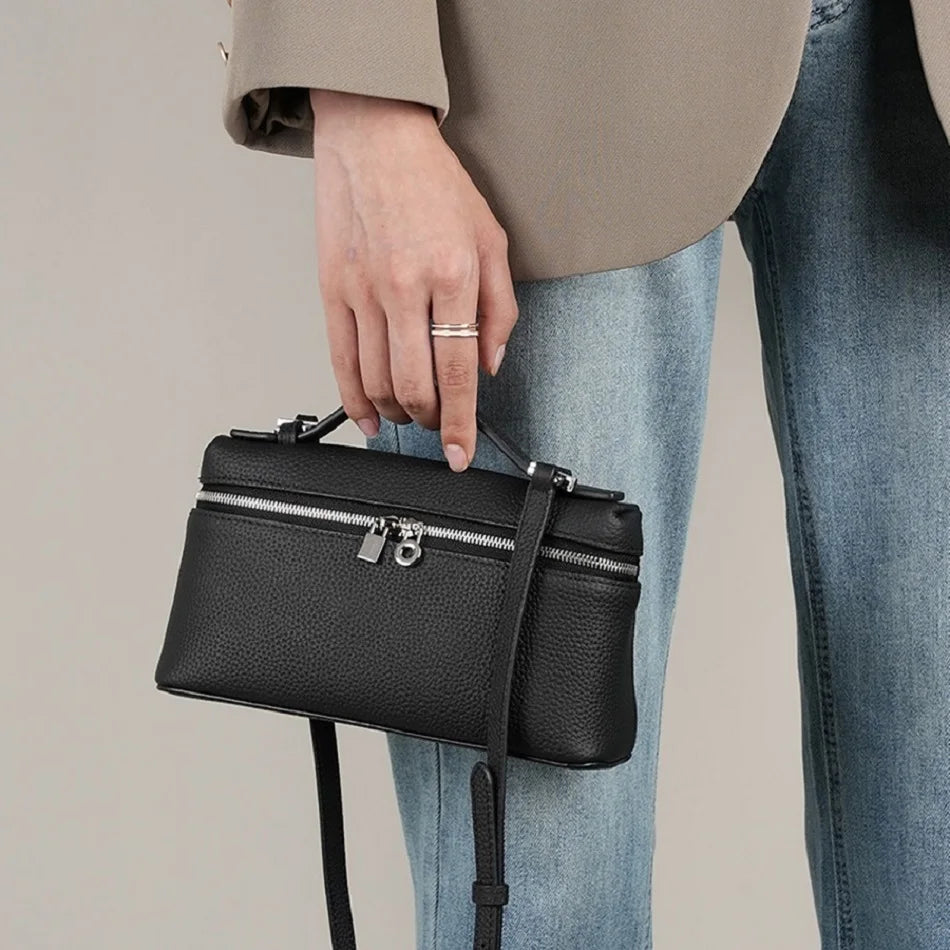 Lychee Grain Patent Leather Shoulder Bag for Women