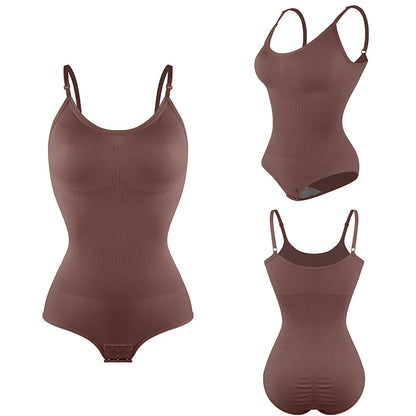 Women Seamless V-Neck Bodysuit Shapewear Red Blue