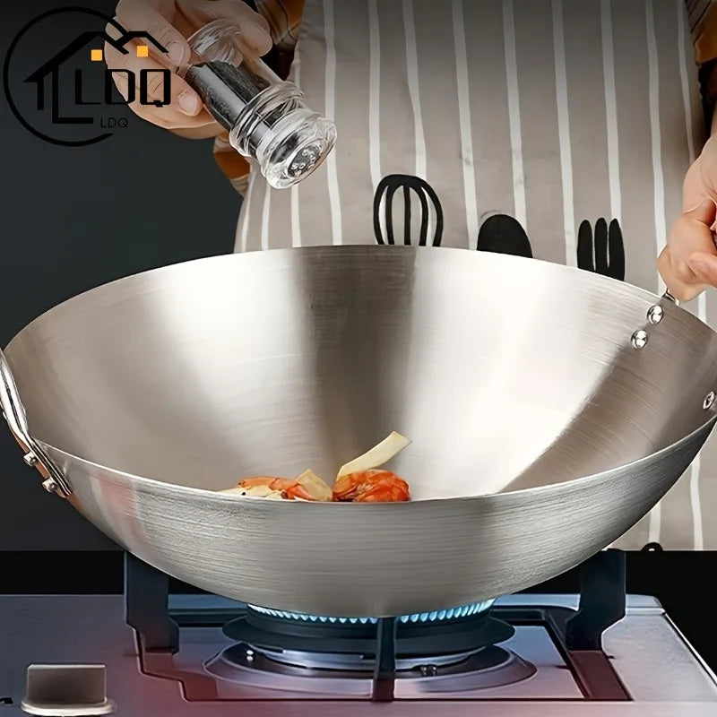 Large Stainless Steel Wok with Dual Handles 30cm