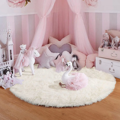 Round Plush Shag Carpet for Kids Room Decor