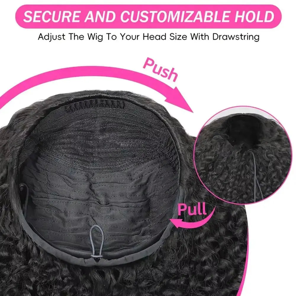 Jerry Curly Half Wig Human Hair Black Seamless Clip In