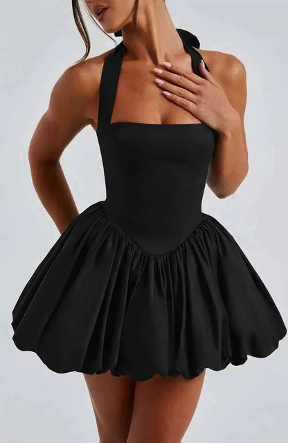 Townlike Halter A-line Mini Ball Gown Dress for Women