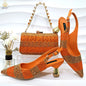 Italian Luxury Green Rhinestone Shoes and Bag Set