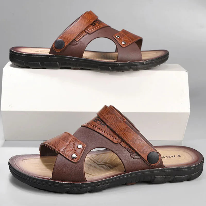 Men's Casual Slip-On Leather Sandals for Summer