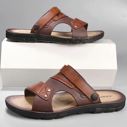 Men's Casual Slip-On Leather Sandals for Summer