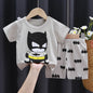 Boys Cartoon Print Cotton T-Shirt and Shorts Set