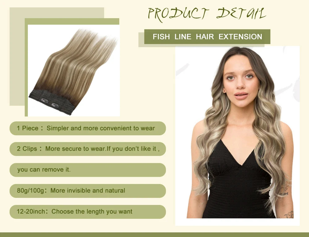 VeSunny Remy Hair One Piece Invisible Wire Extensions