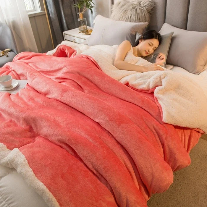 Wool Throw Blanket Double Sided Queen Size Winter Use