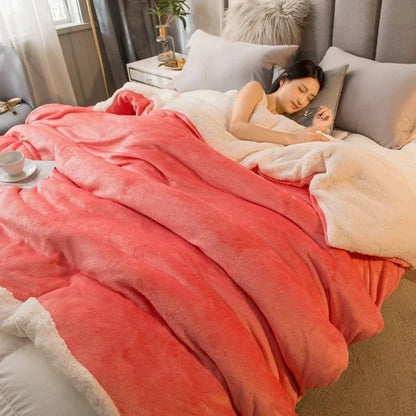 Wool Throw Blanket Double Sided Queen Size Winter Use