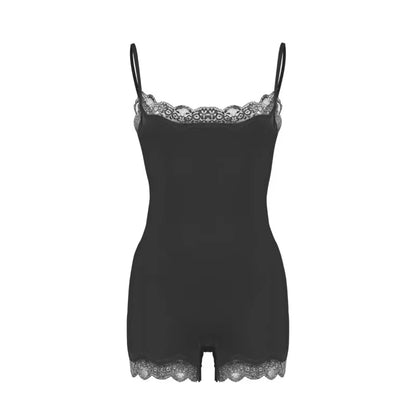 Lace Patchwork Cami Romper Women Backless Polyester