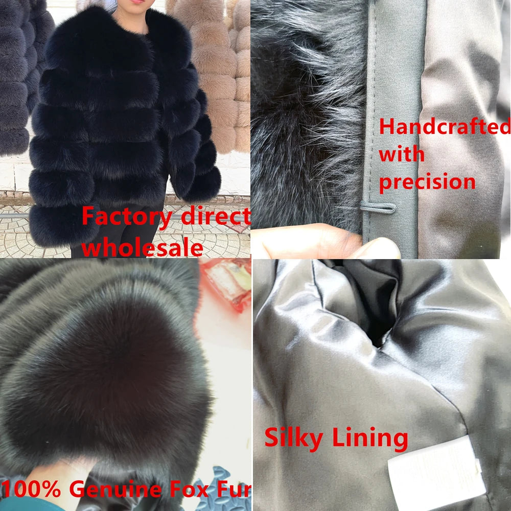 QUEENTINA Brown Fox Fur Coat for Women