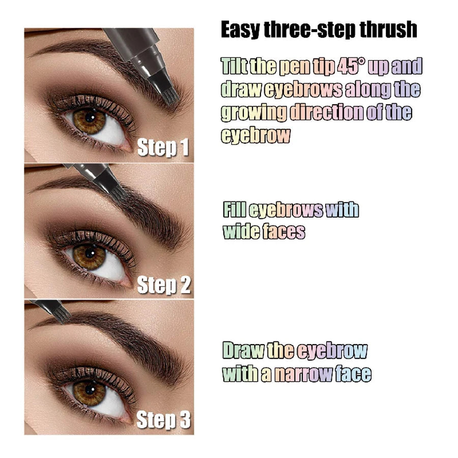 Waterproof Microblading Eyebrow Pen with 4 Split Head