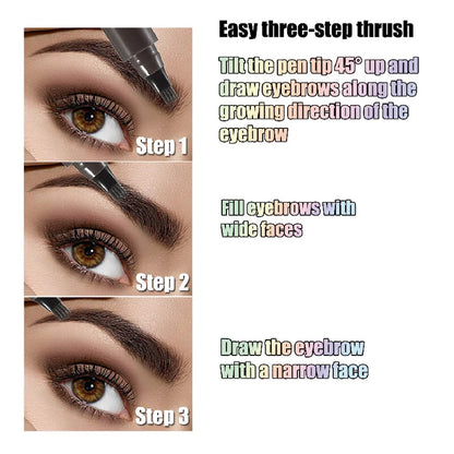 Waterproof Microblading Eyebrow Pen with 4 Split Head
