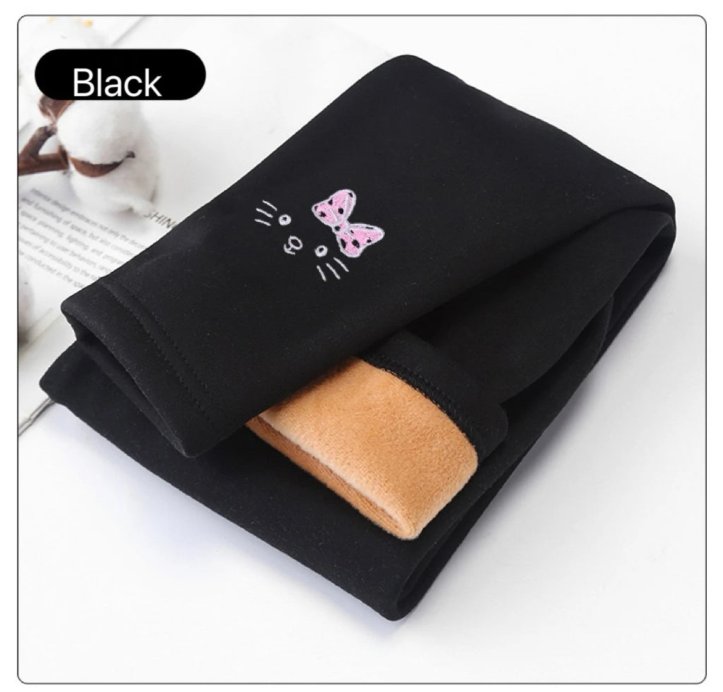 Fleece-Lined Thermal Leggings for Girls