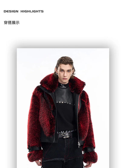Thick Warm Patchwork Faux Fur Coat for Men