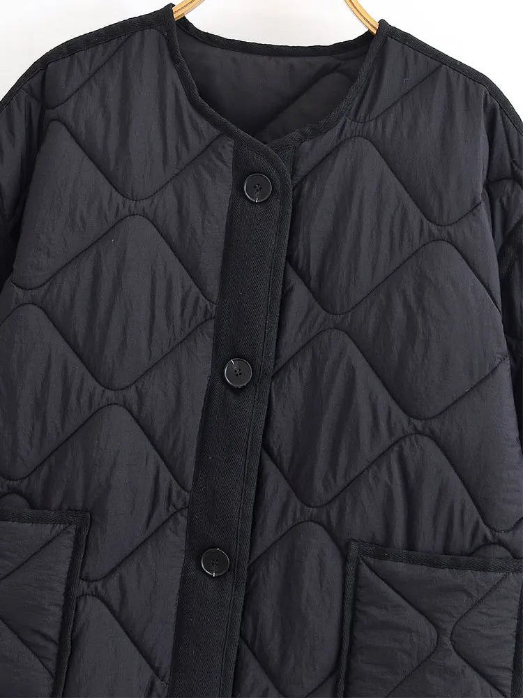 Solid Single-Breasted O-Neck Jacket for Women