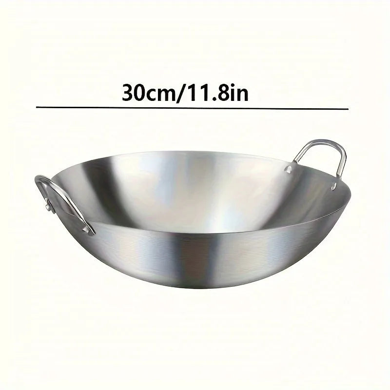 Large Stainless Steel Wok with Dual Handles 30cm